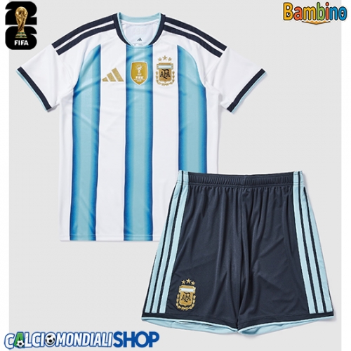 Maglie da calcio Argentina Prima Maglia Bambino Mondiali 2026  Manica Corta + Pantaloni corti)